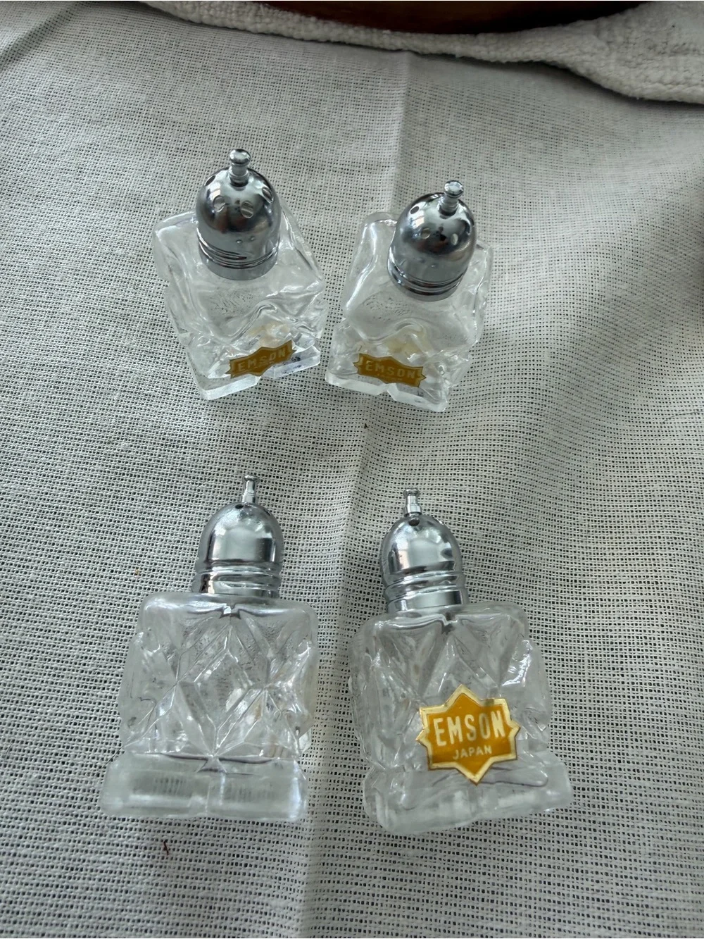 Vintage crystal & silver color  Salt and Pepper Shakers - Set of 4